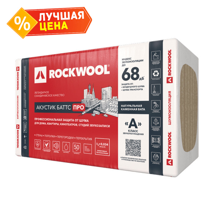 Звукоизоляция Роквул Акустик Баттс ПРО 160х600х1000